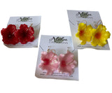 Glittery Hibiscus Hoops: Polymer Clay, Gold-Filled Ear Hooks